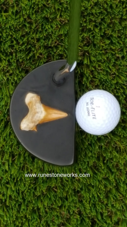 Fossil Series Stone Putter with African Wonderstone head and shark tooth fossil inset