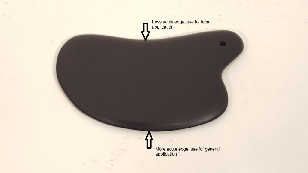 Gua Sha Massage Stone with Seraphinite in copper inset
