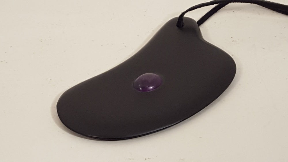Gua Sha Massage Stone with Amethyst Inset