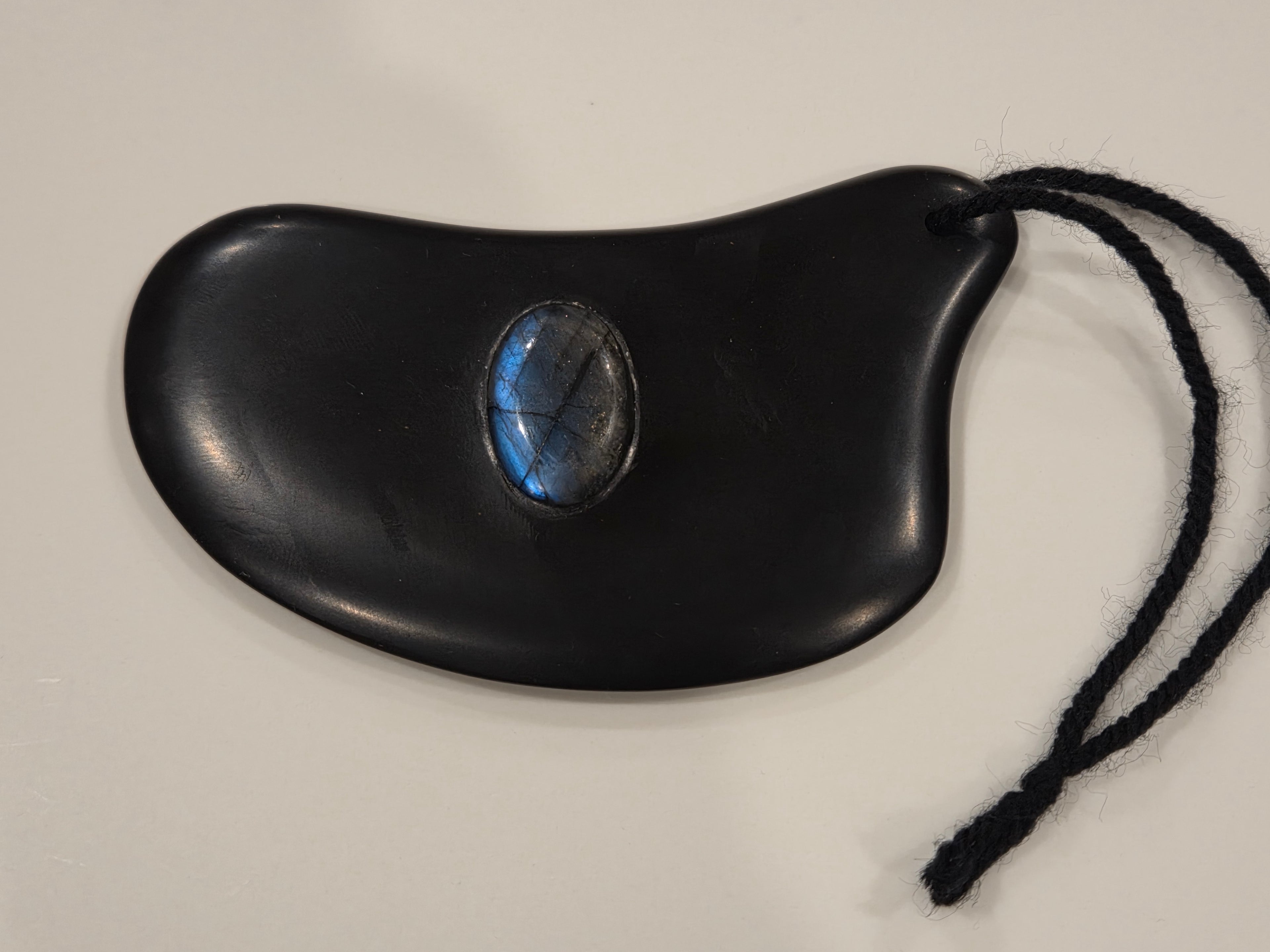 Gua Sha Massage Stone with Labradorite crystal inset