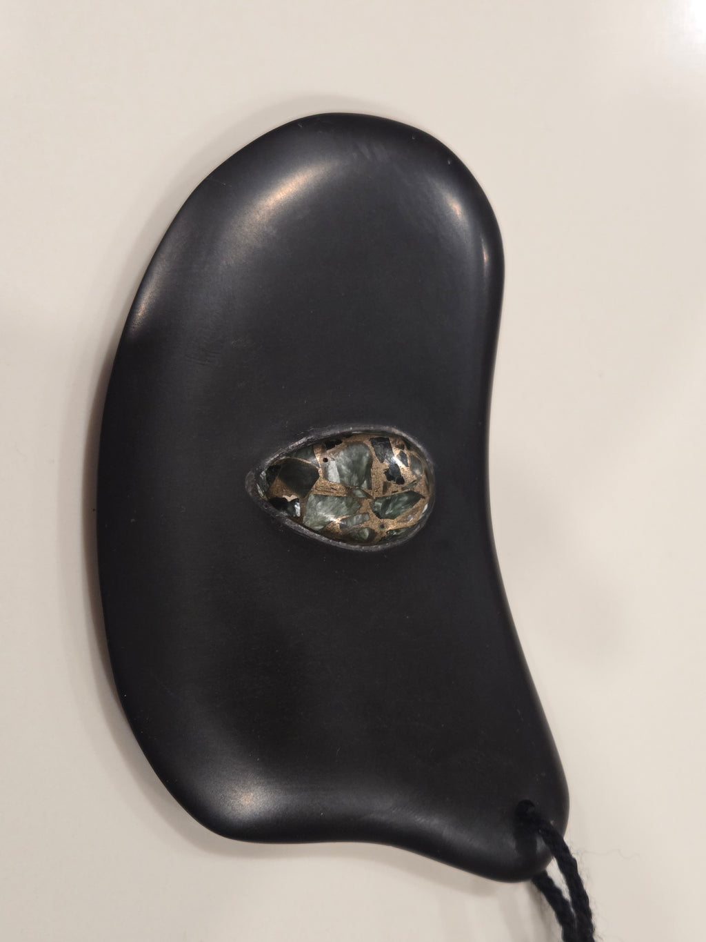 Gua Sha Massage Stone with Seraphinite in copper inset