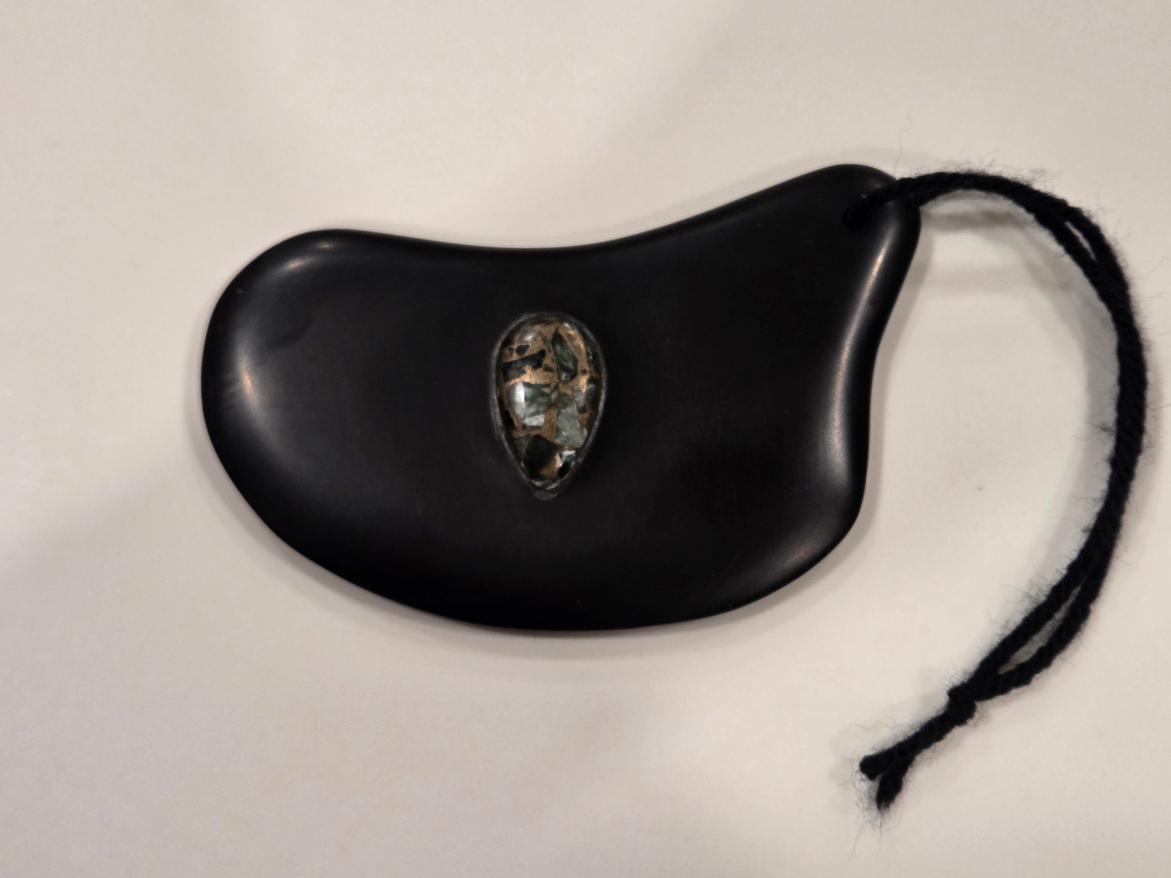 Gua Sha Massage Stone with Seraphinite in copper inset