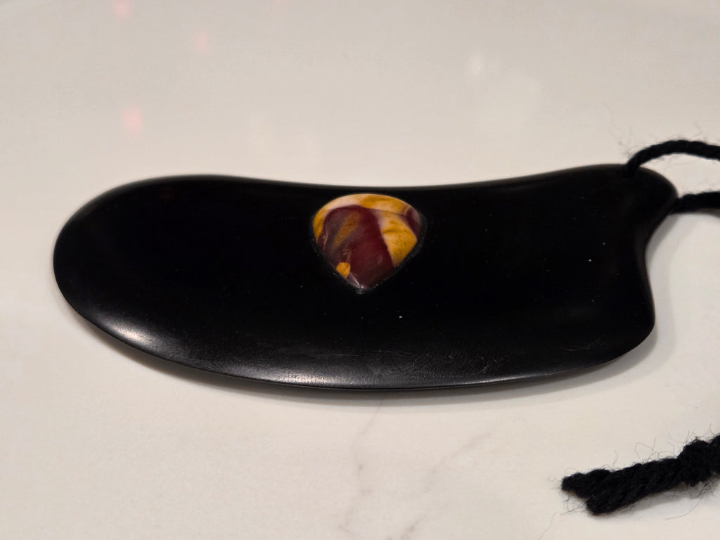 Gua Sha Massage Stone with Mookaite Jasper inset