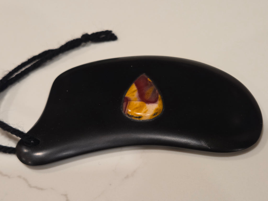 Gua Sha Massage Stone with Mookaite Jasper inset