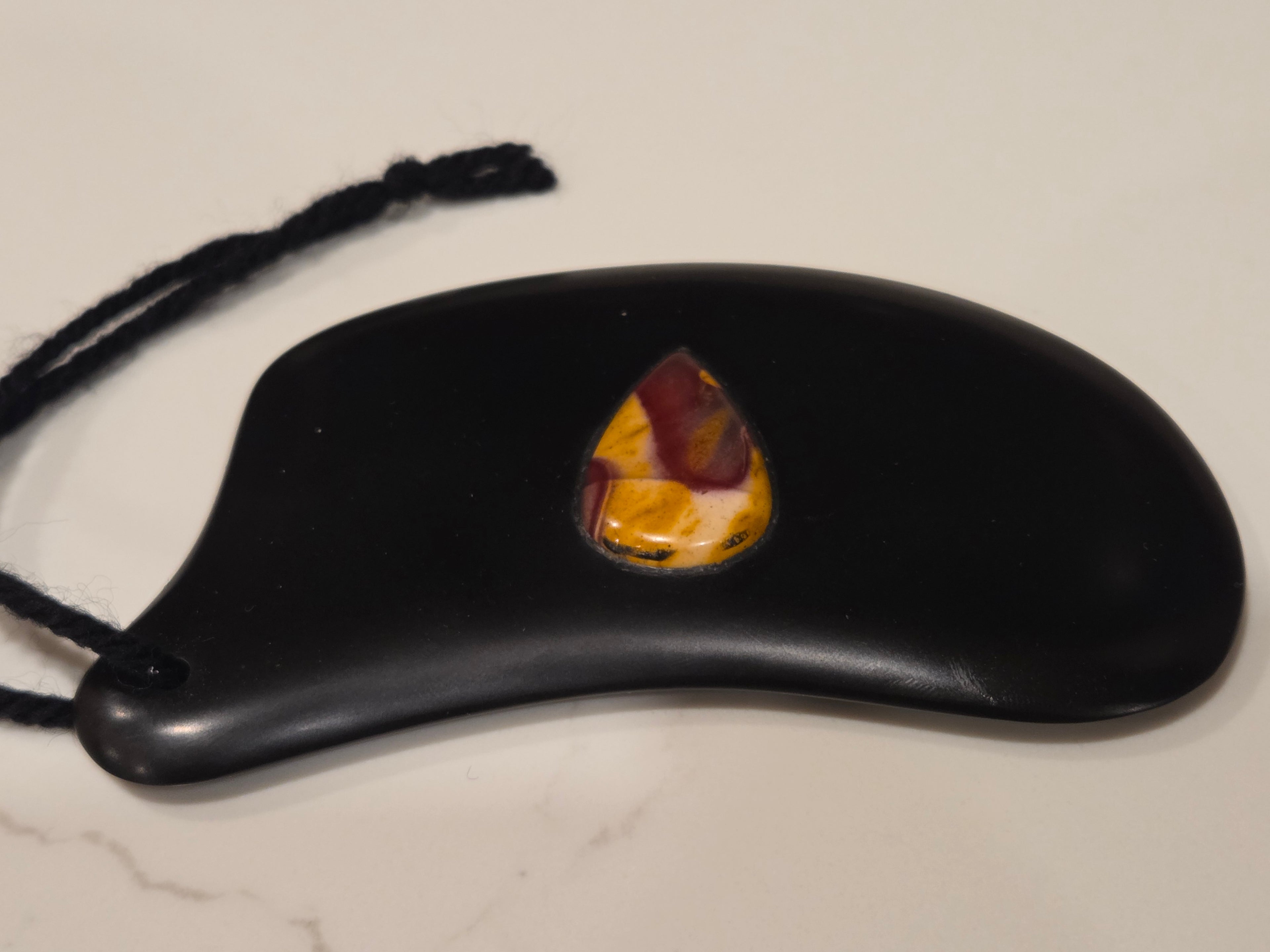 Gua Sha Massage Stone with Mookaite Jasper inset