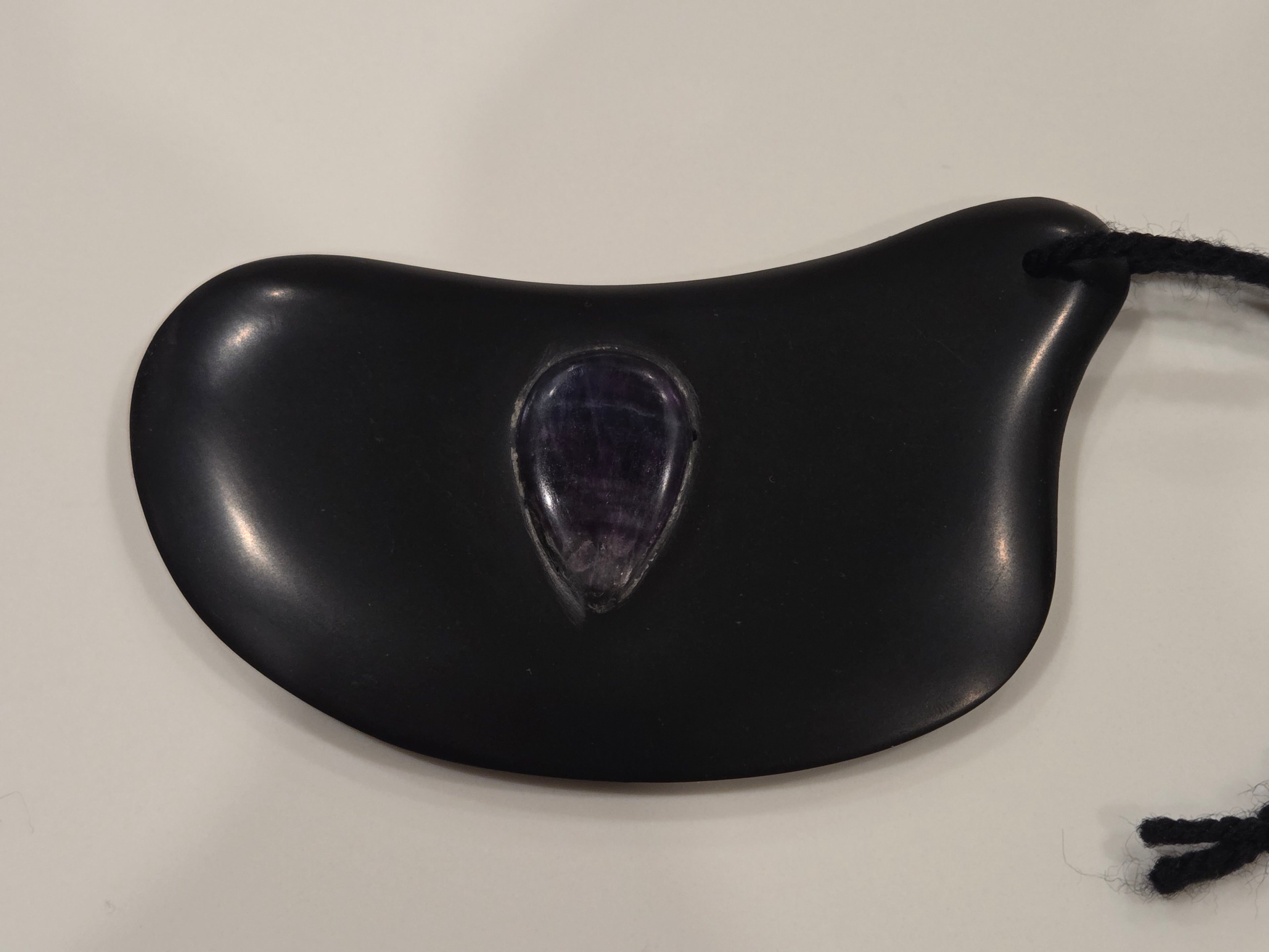 Gua Sha Massage Stone with Rainbow Fluorite crystal inset