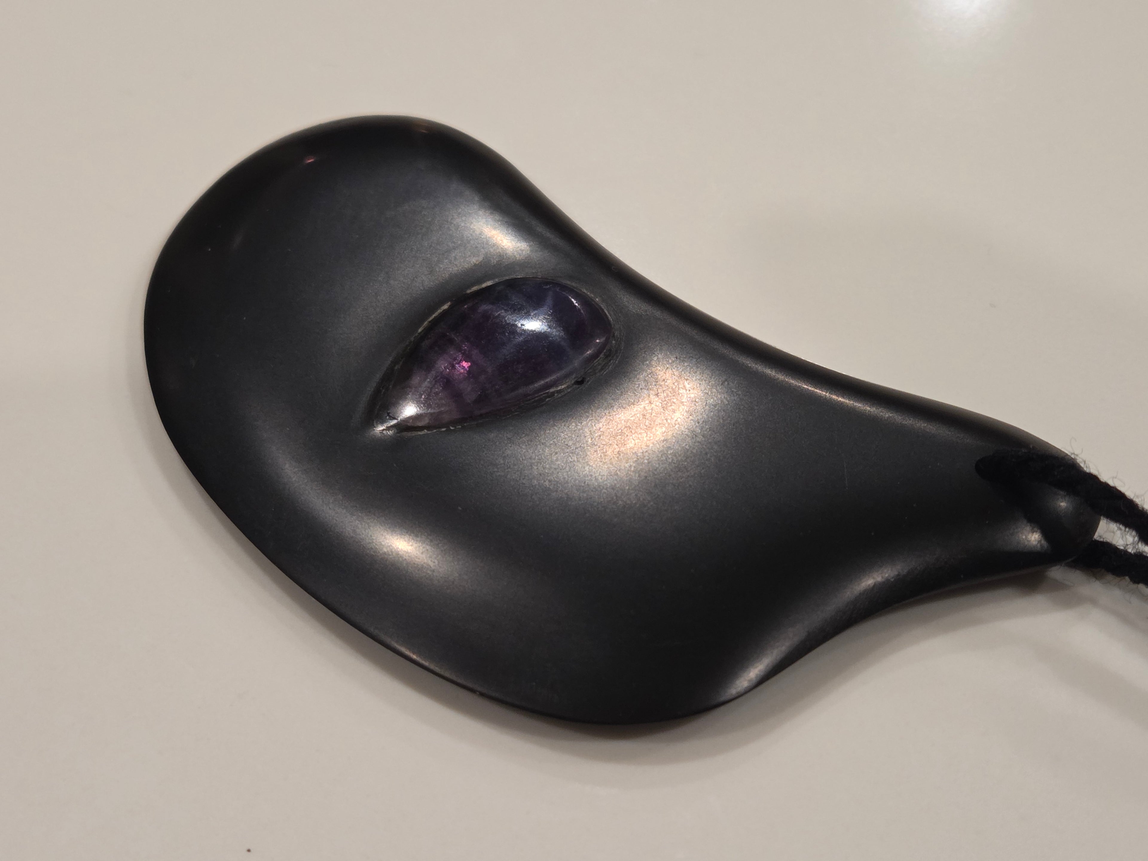 Gua Sha Massage Stone with Rainbow Fluorite crystal inset