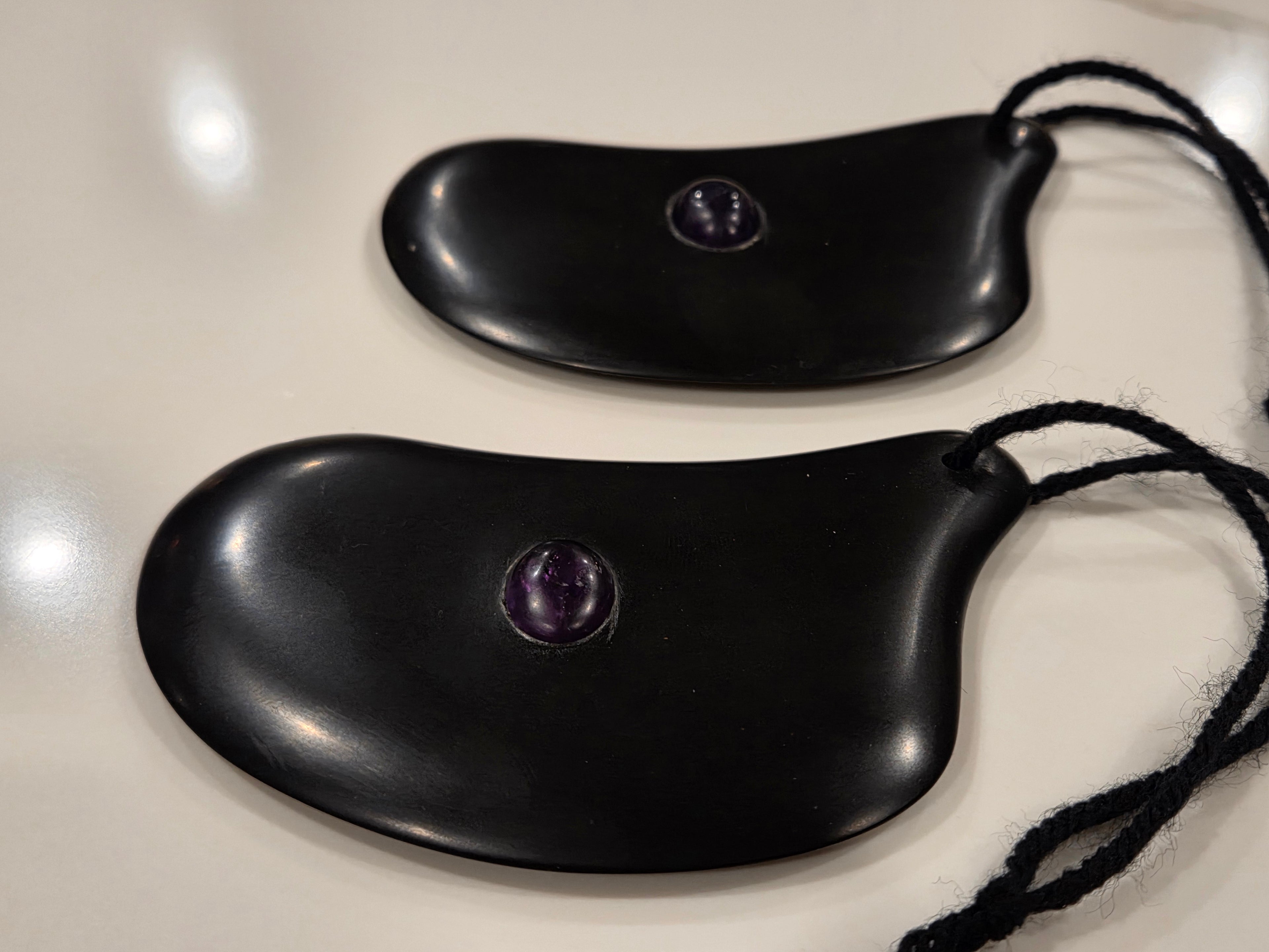 Gua Sha Massage Stone with Amethyst Inset