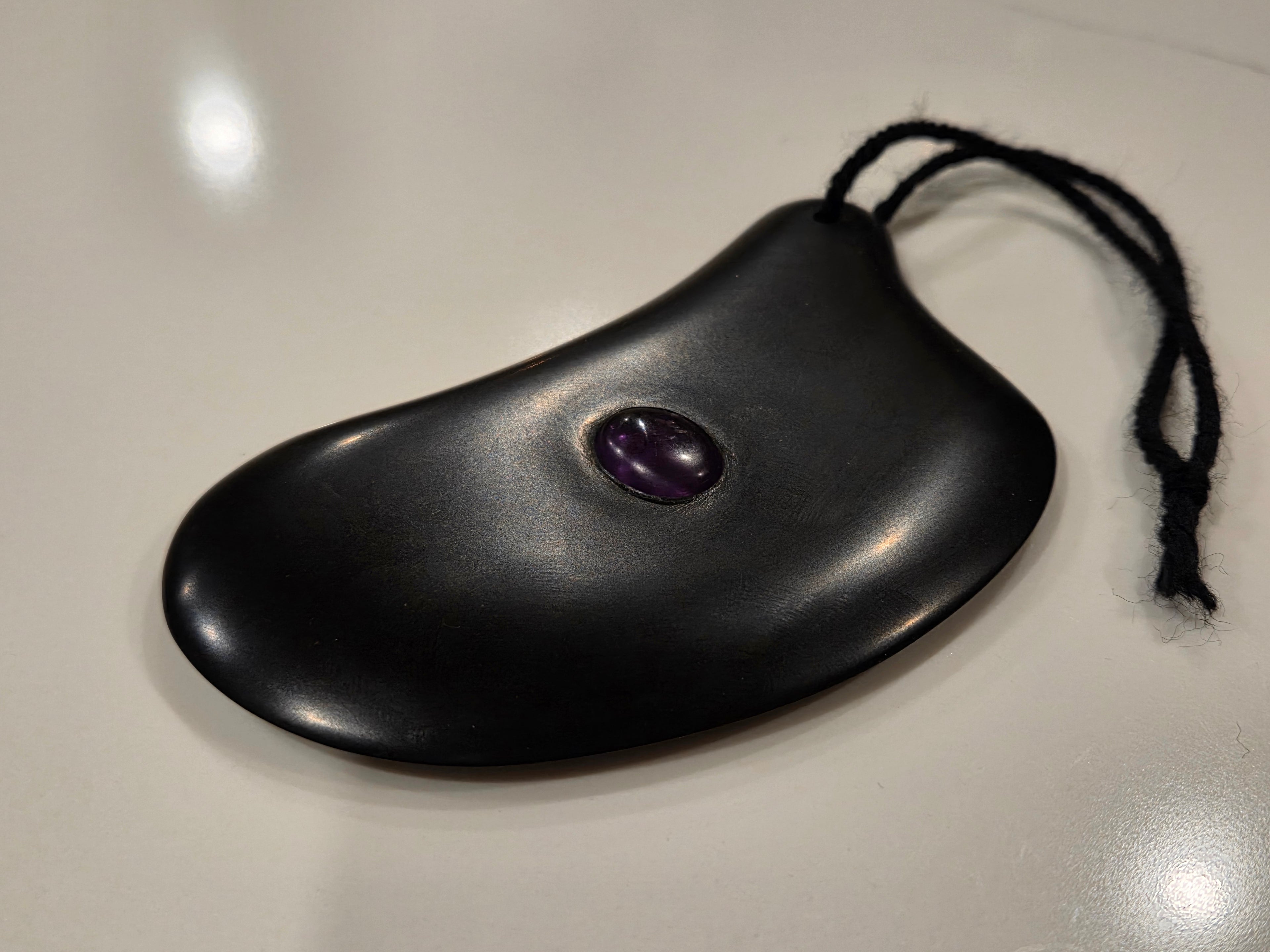 Gua Sha Massage Stone with Amethyst Inset