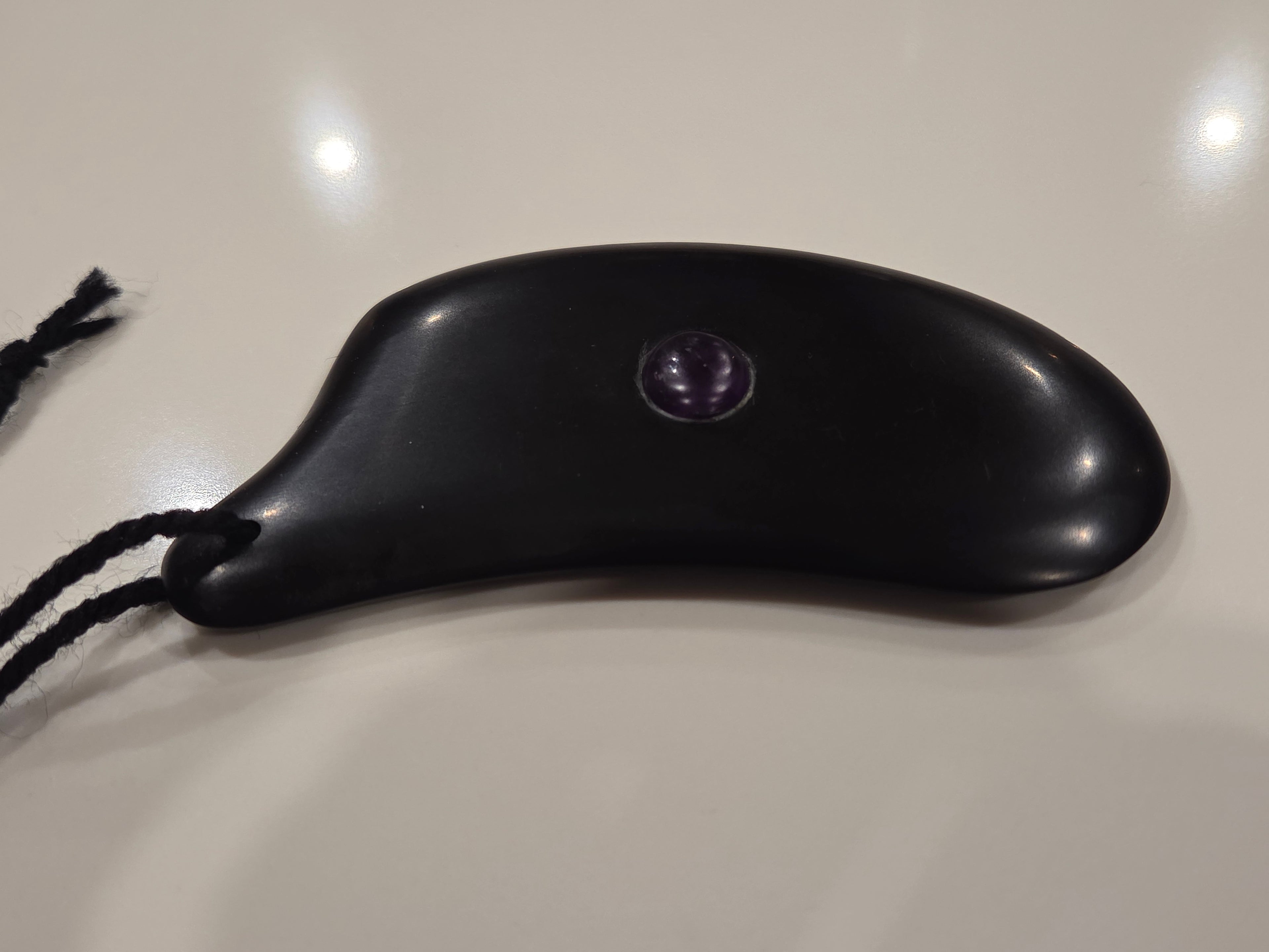 Gua Sha Massage Stone with Amethyst Inset