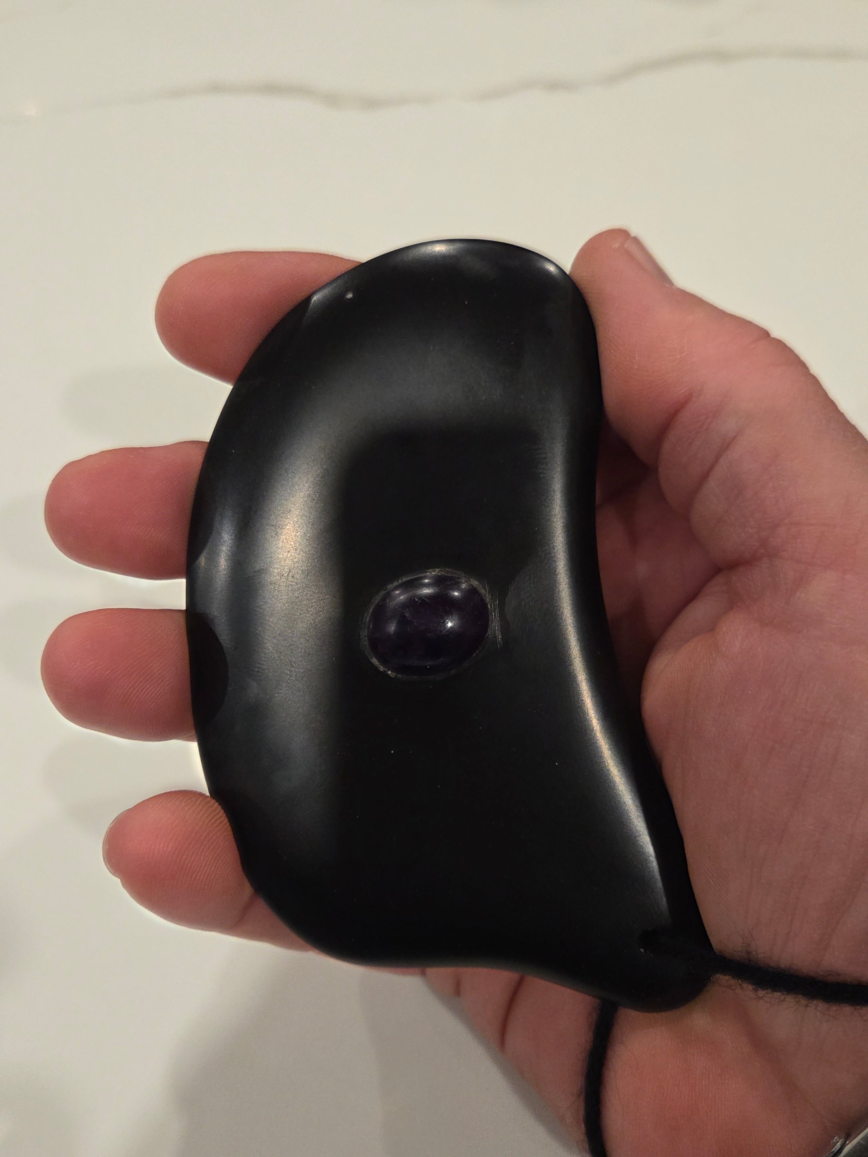 Gua Sha Massage Stone with Amethyst Inset